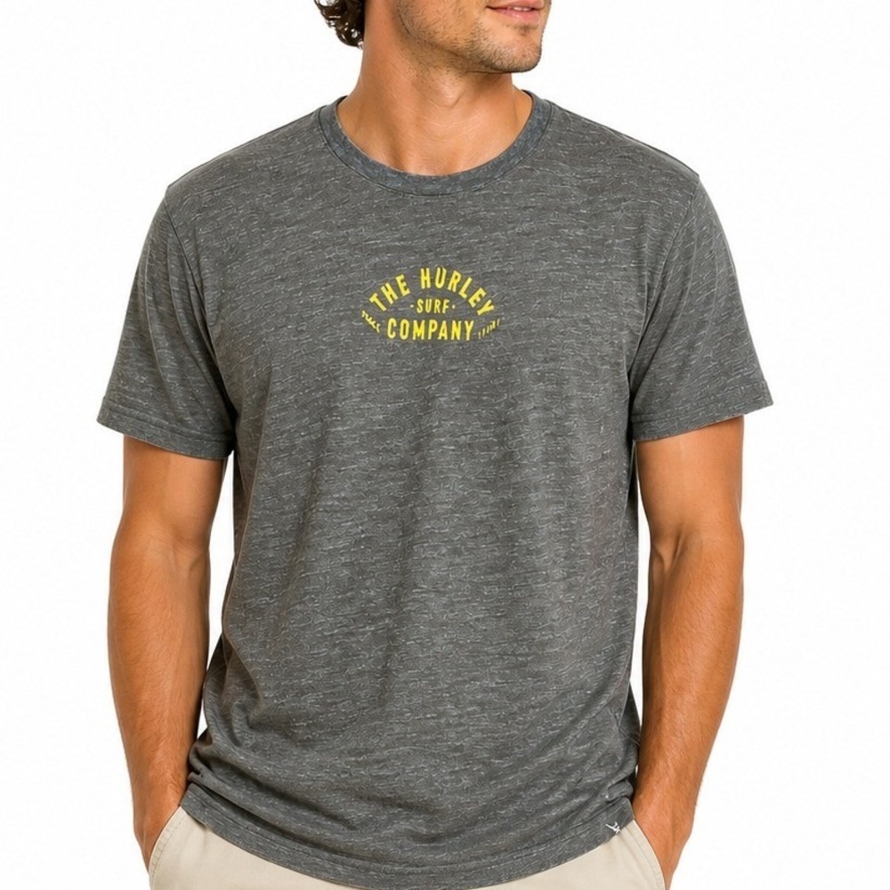 Hurley T-Shirt Mens XL Gray Nike Dri-FIT Surf Company Graphic Tee Short Sleeve